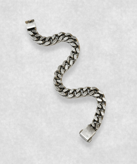 Cuban sterling silver bracelet open in S shape – handmade Italian 925 silver chain with black oxidized finish