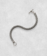 The Braid sterling silver bracelet open in S shape – handcrafted 925 silver braided chain with toggle clasp