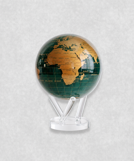 MOVA Emerald Gold Map Globe – self-rotating green globe with metallic gold world map