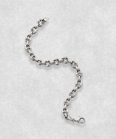 Coffee bean bracelet in 925 sterling silver open in S shape – polished sculptural coffee bean links