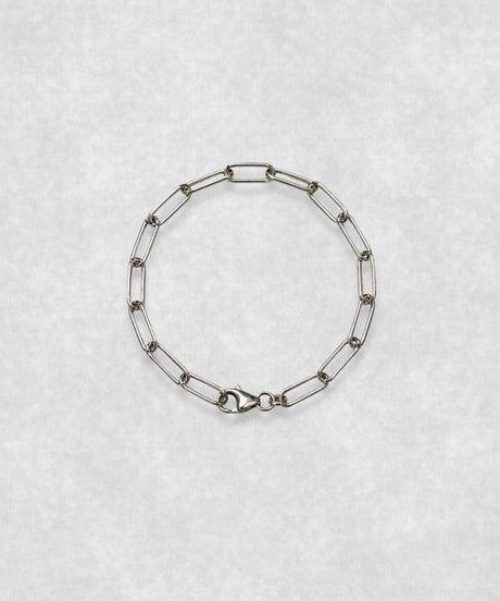 Paperclip bracelet in 925 sterling silver – closed round shape with polished elongated silver links