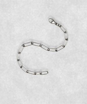 Paperclip bracelet in 925 sterling silver open in S shape – polished elongated silver link chain